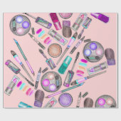 Girly Mädchen-handgemaltes Aquarell-Make-up auf Geschenkpapier (Flach)