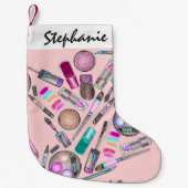 Girly Mädchen-handgemaltes Aquarell-Make-up auf Kleiner Weihnachtsstrumpf (Vorderseite)