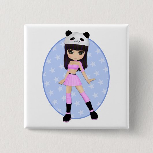 Girly Mädchendebbie-Party-Quadrat-Knopf Button (Vorderseite)