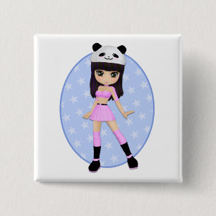 Girly Mädchendebbie-Party-Quadrat-Knopf Button
