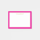 Girly Magenta Gold Border Personalisiert Post-it Klebezettel (Vorderseite)
