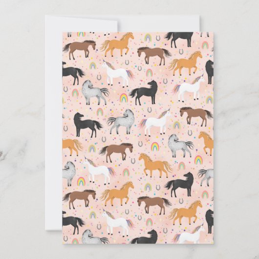 Girly Magical Cute Pink Unicorn Kids Birthday Einladung (Rückseite)