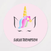 Girly Magical Unicorn Illustration Pre-School Etiketten (Design 1)