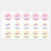 Girly Magical Unicorn Illustration Pre-School Etiketten (Blatt)