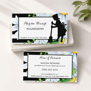 Girly Maid Stripes und Daisy Floral Housekeeper Visitenkarte