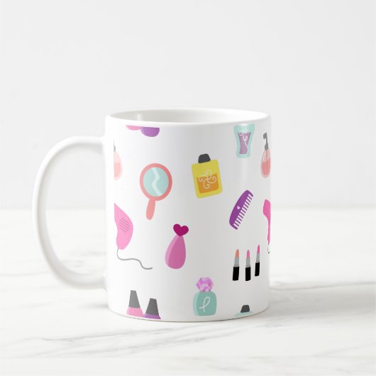 Girly Make-up, Schönheit, Pflegenmuster Kaffeetasse (Links)