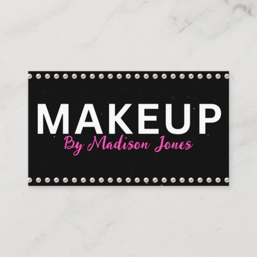 Girly Makeup Artist Schwarz-weiße Visitenkarten Visitenkarte (Vorderseite)