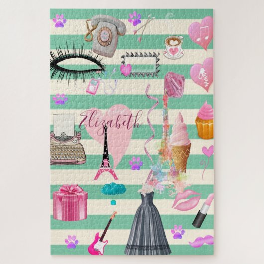 Girly Makeup Beauty Stripes Puzzle (Vertikal)