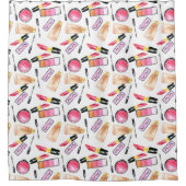 Girly Makeup Cosmetics Chic Lipstick Mascara Girls Duschvorhang (Vorderseite)