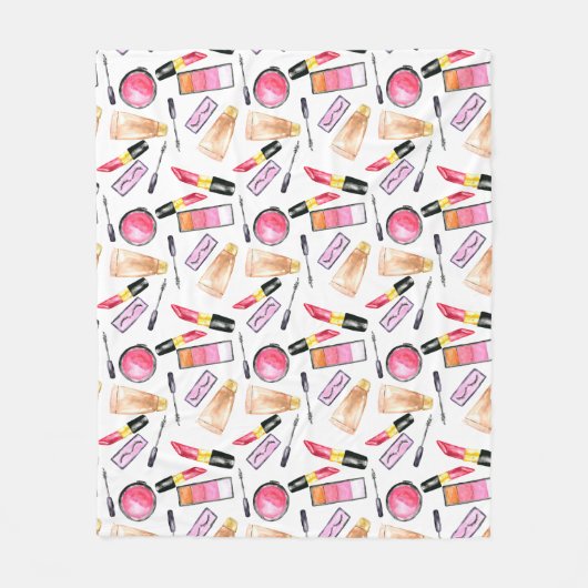 Girly Makeup Watercolor Fleecedecke (Vorderseite)