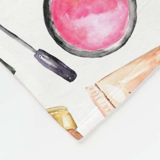 Girly Makeup Watercolor Fleecedecke (Ecke)