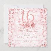 Girly Marble Glitzer Rose Gold Floral Sweet 16. I (Vorderseite)