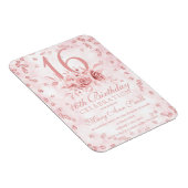 Girly Marble Glitzer Rose Gold Floral Sweet 16. I Magnet (Rechte Seite)