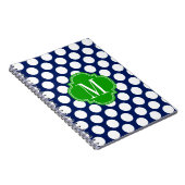 Girly Marine u. grüne große Punkte mit Monogramm Notizblock (Rechte Seite)