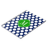 Girly Marine u. grüne große Punkte mit Monogramm Notizblock (Linke Seite)