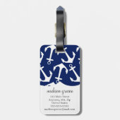 Girly Marine u. rosa Diamant-Gitter personalisiert Gepäckanhänger (Rückseite vertikal)