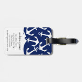 Girly Marine u. rosa Diamant-Gitter personalisiert Gepäckanhänger (Rückseite horizontal)