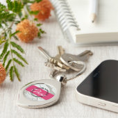 Girly-Marmor Rosa individuelle Name minimale Desig Schlüsselanhänger (Seite)