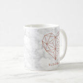 Girly Marmor und Rose Goldenes Foil Geometrisches Kaffeetasse (VorderseiteRechts)
