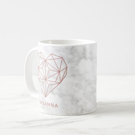 Girly Marmor und Rose Goldenes Foil Geometrisches Kaffeetasse (Vorderseite Links)