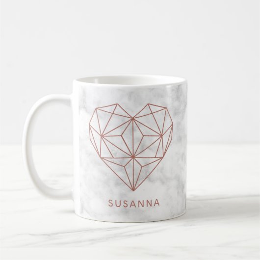 Girly Marmor und Rose Goldenes Foil Geometrisches  Kaffeetasse (Links)