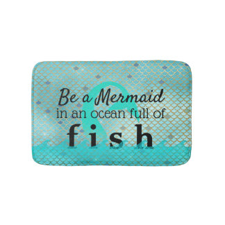 Girly Meerjungfrau-Zitat-aquamarines Gold Badematte