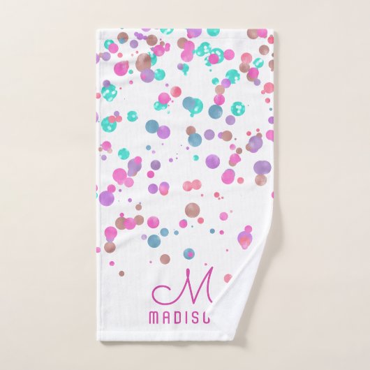 Girly Mermaid Glitzer & Foil Confetti Monogram Badhandtuch Set (Handtuch)
