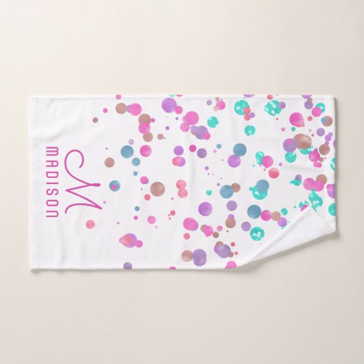 Girly Mermaid Glitzer & Foil Confetti Monogram Badhandtuch Set (Handtuch)