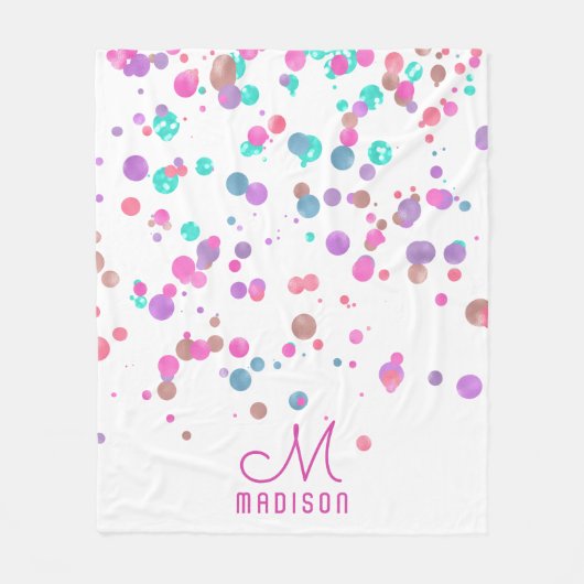 Girly Mermaid Glitzer & Foil Confetti Monogram Fleecedecke (Vorderseite)