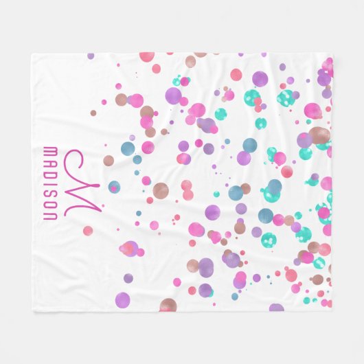 Girly Mermaid Glitzer & Foil Confetti Monogram Fleecedecke (Vorderseite (Horizontal))