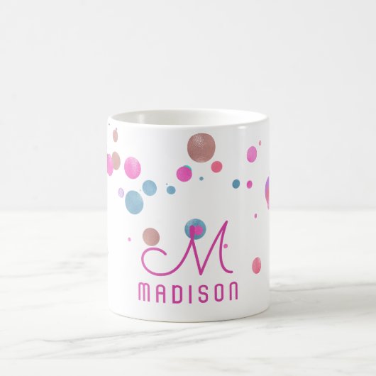 Girly Mermaid Glitzer & Foil Confetti Monogram Kaffeetasse (Mittel)