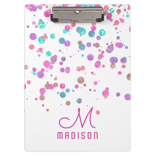 Girly Mermaid Glitzer & Foil Confetti Monogram Klemmbrett (Vorderseite)