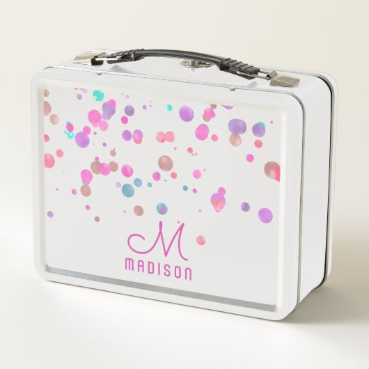 Girly Mermaid Glitzer & Foil Confetti Monogram Metall Brotdose (Rückseite)