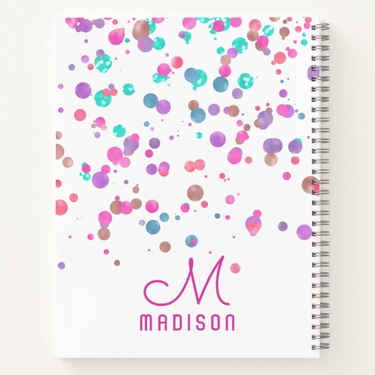 Girly Mermaid Glitzer & Foil Confetti Monogram Notizblock (Rückseite)