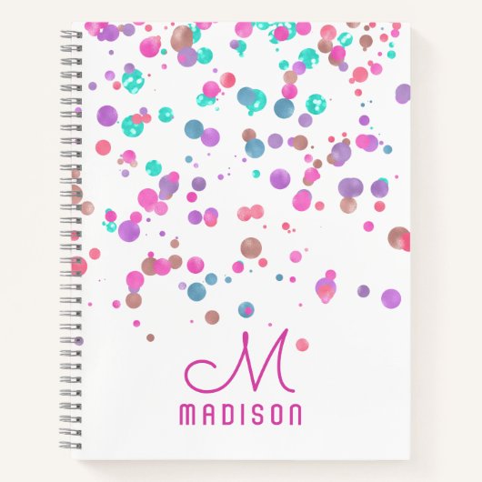 Girly Mermaid Glitzer & Foil Confetti Monogram Notizblock (Vorderseite)