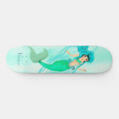Girly Mermaid Green Schwanz Blue Skateboard (Horizontal)