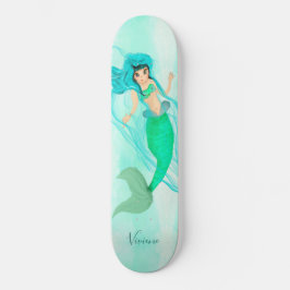 Girly Mermaid Green Schwanz Blue Skateboard