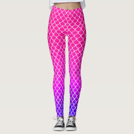 Girly Mermaid Puppe Pink Gradient Scalent Muster Leggings