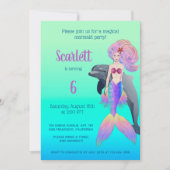 Girly Mermaid Rainbow Fairytale Birthday Foto  Einladung (Vorderseite)