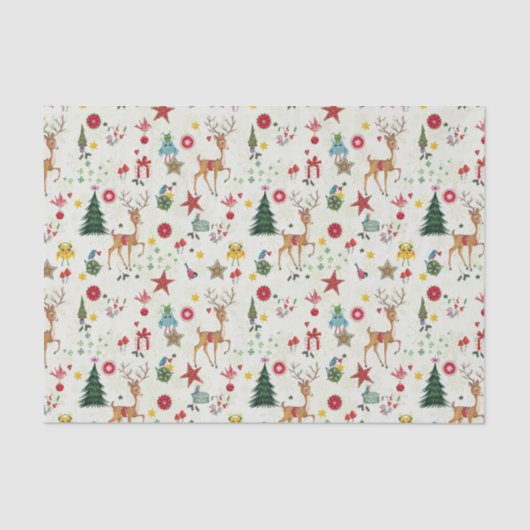 Girly Merry Christmas Deer | Gewebepapier Seidenpapier (Vorderseite)