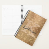 Girly Metallic Gold Glitzer Diamond Monogram Name Planer (Anzeige)