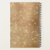 Girly Metallic Gold Glitzer Diamond Monogram Name Planer (Rückseite)