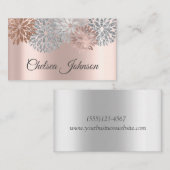 Girly Metallic Rose Gold & Glitzer Dahlia Blume Visitenkarte (Vorne/Hinten)