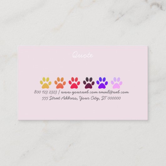 Girly Miami Paws, Haustier Sitter, Haustier Groome Visitenkarte (Rückseite)