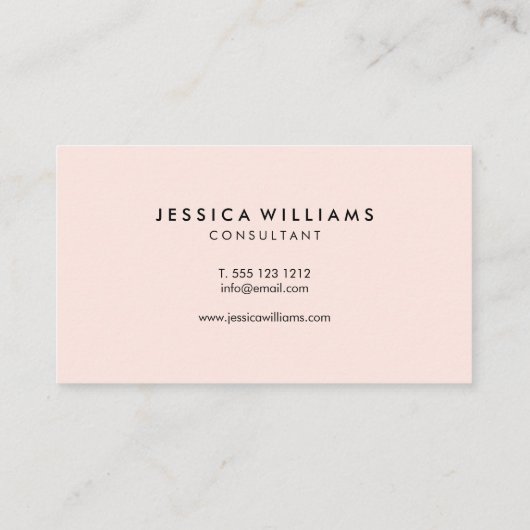 Girly Minimal Beruflich Blush Pink Visitenkarte (Rückseite)