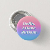 Girly Minimal Pink Blue Typografy Hello Autism Button (Vorne & Hinten)
