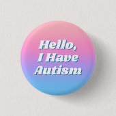 Girly Minimal Pink Blue Typografy Hello Autism Button (Vorderseite)