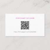 Girly Minimal Pink Modern Professional QR Code Visitenkarte (Rückseite)