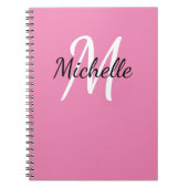 Girly Minimal Pink Monogram Name + Initial Notizblock (Vorderseite)
