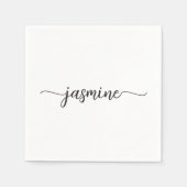 Girly Minimalist White Calligraphy Monogram Name Serviette (Vorderseite)